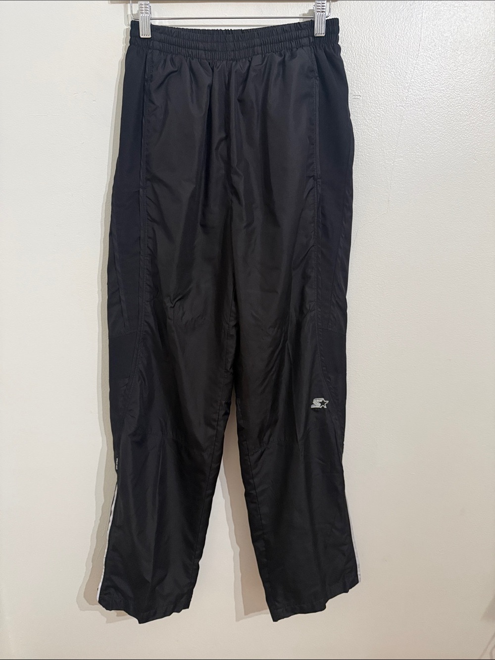 Starter Y2K Windbreaker Track Pants Mens Small Black Zipper Ankle Activewear